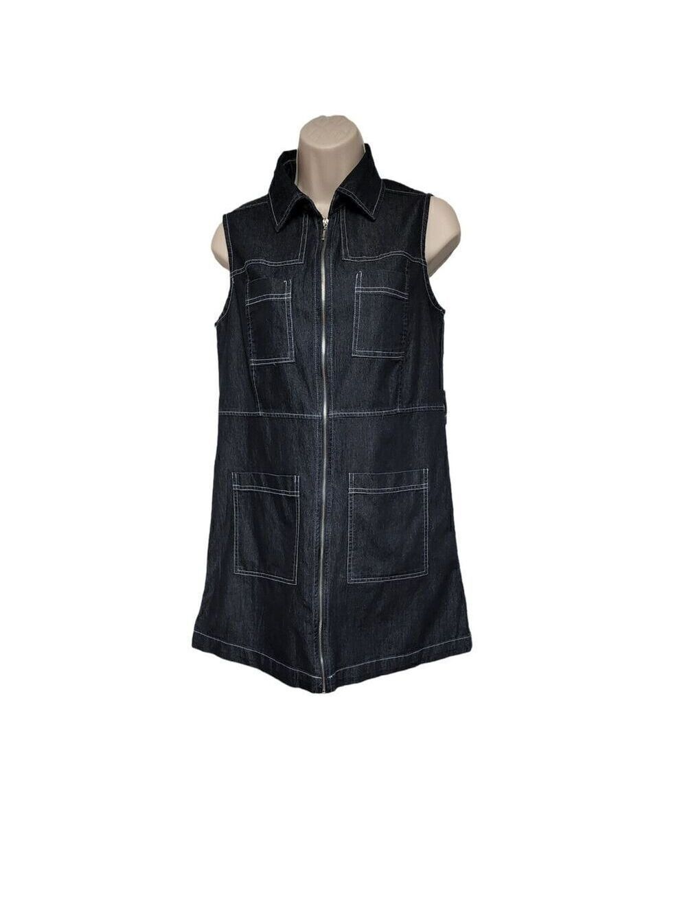 Eighty-Eight Denim Blue Mini Dress Zip Up Front Women’s Size Small